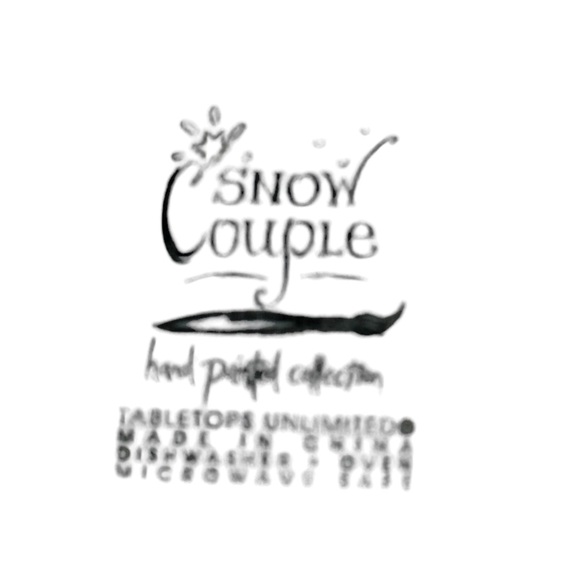 Snow Couple Hand Painted 10.5” Plate Table Tops Unlimited Embossed Edges - Picture 3 of 4